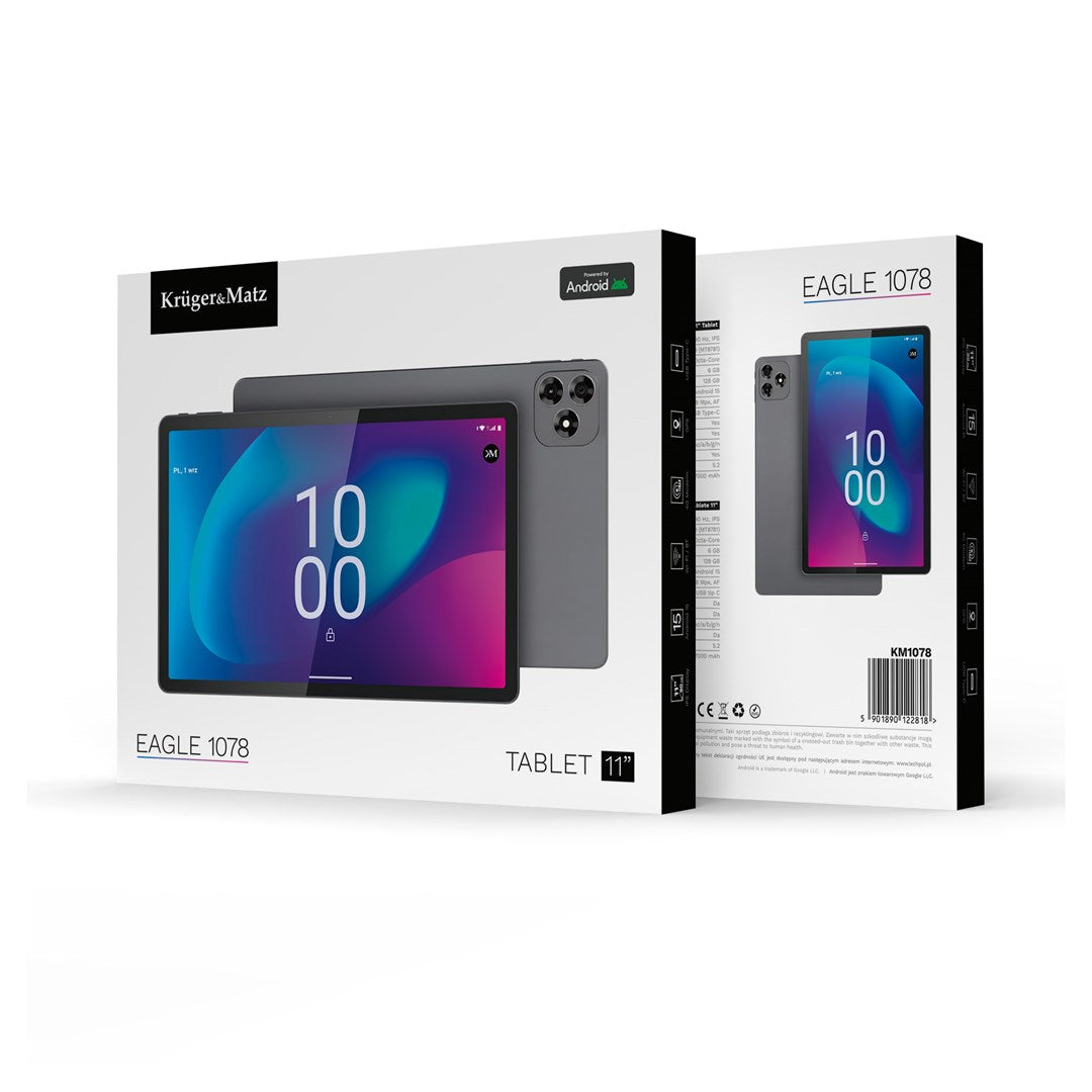 Krüger&Matz KM1078 tablet 6 GB RAM 128 GB Octa-Core (10,95") Wi-Fi 5 (802.11ac) Android 15 – Kruger & Matz