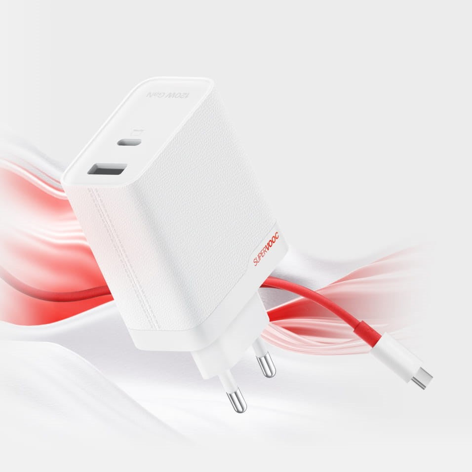 OnePlus SuperVOOC USB-C + USB-A Snabbladdare 120W Vit – OnePlus
