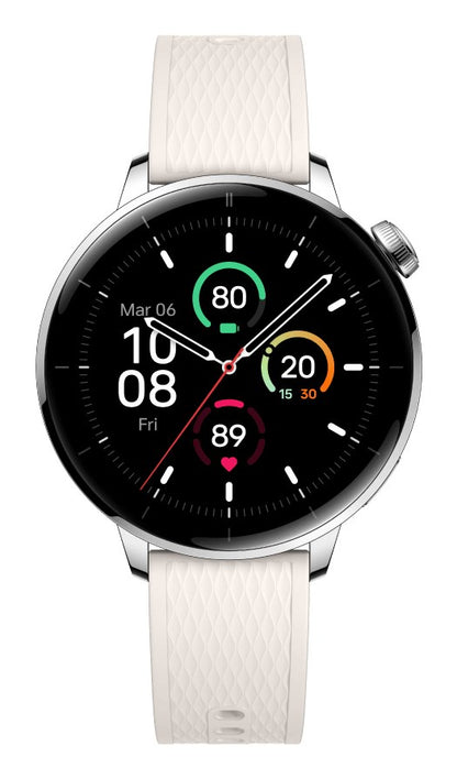 OnePlus Watch 3 43mm Silver (Vit Gummiband) – OnePlus
