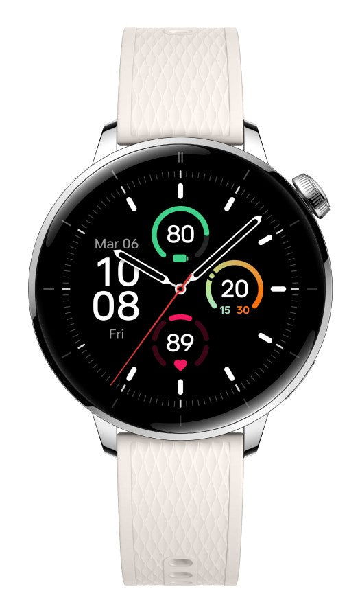 OnePlus Watch 3 43mm Silver (Vit Gummiband) – OnePlus