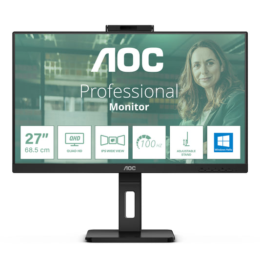 AOC Q27P3CW computer monitor 68.6 cm (27") 2560 x 1440 pixels Quad HD LED Black – AOC