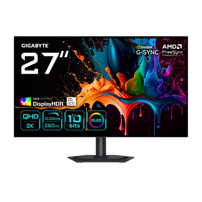 GIGABYTE MO27Q28G 27" OLED QHD Gaming Monitor - 2560 x 1440, 280Hz, 0.03ms, 335 cd/m², Display HDR True Black 500, HDMI 2.1, Displayport 1.4 – Gigabyte