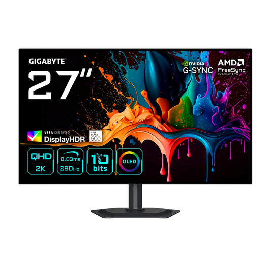 GIGABYTE MO27Q28G 27" OLED QHD Gaming Monitor - 2560 x 1440, 280Hz, 0.03ms, 335 cd/m², Display HDR True Black 500, HDMI 2.1, Displayport 1.4 – Gigabyte