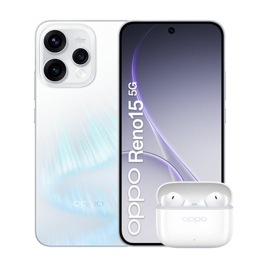 OPPO Reno15 5G Aurora White Box 16,7 cm (6.59") Dubbla SIM-kort Android 16.0 USB Type-C 8 GB 512 GB 6500 mAh Vit