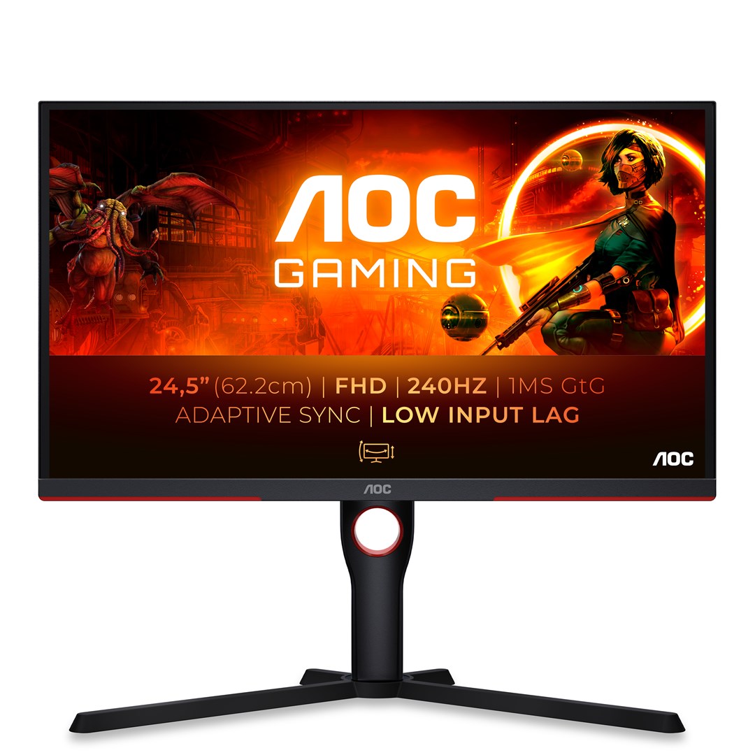 AOC G3 25G3ZM/BK computer monitor 62.2 cm (24.5") 1920 x 1080 pixels Full HD Black, Red – AOC