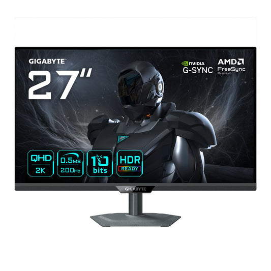 GIGABYTE G27Q20 27” QHD Gaming Monitor - 2560 x 1440, 200Hz, 0.5ms, 350 cd/m², G-Sync Compatible, FreeSync Premium, HDR10, HDMI 2.0, Displayport 1.4 – Gigabyte