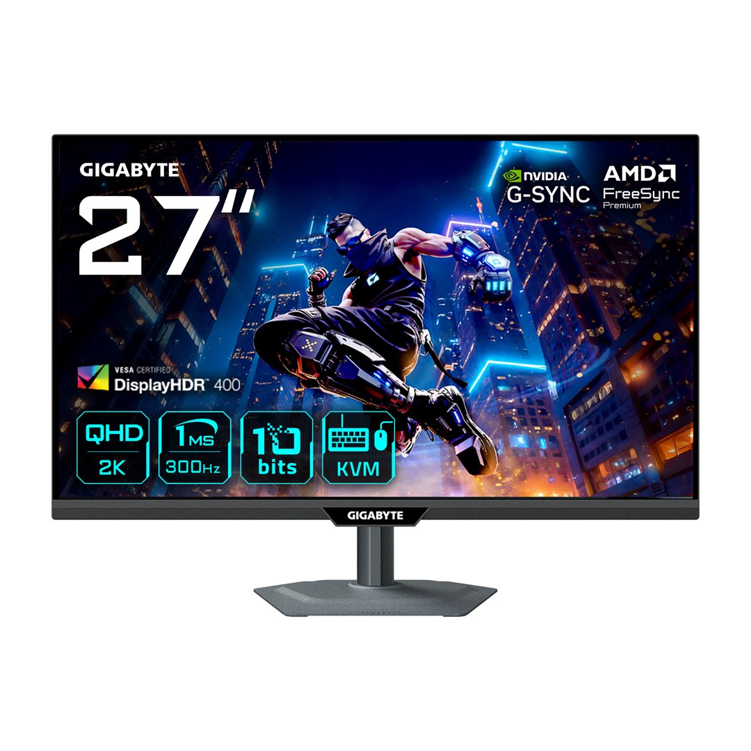 GIGABYTE M27Q3 27" QHD Gaming Monitor - 2560 x 1440, 300Hz, 1ms, 400 cd/m², FreeSync Premium, Display HDR400, HDMI 2.0, Displayport 1.4 – Gigabyte