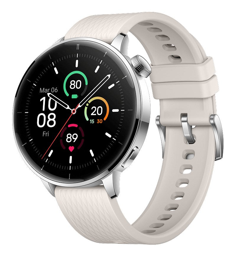 OnePlus Watch 3 43mm Silver (Vit Gummiband) – OnePlus