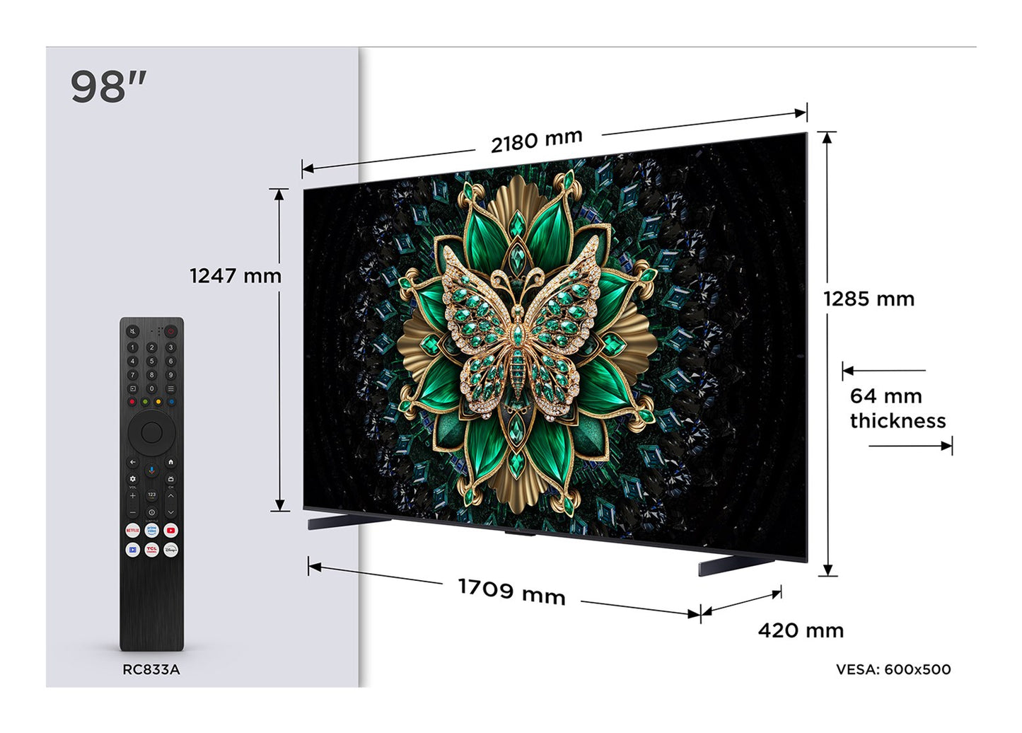TCL C6K 98C6K TV 2.49 m (98") 4K Ultra HD Smart TV Wi-Fi Metallic