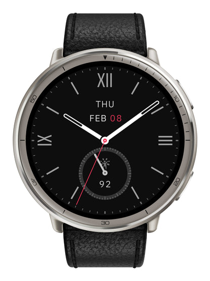 Amazfit Active 2 Round Svart (Svart Leren Rem) – Amazfit