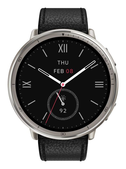 Amazfit Active 2 Round Svart (Svart Leren Rem) – Amazfit
