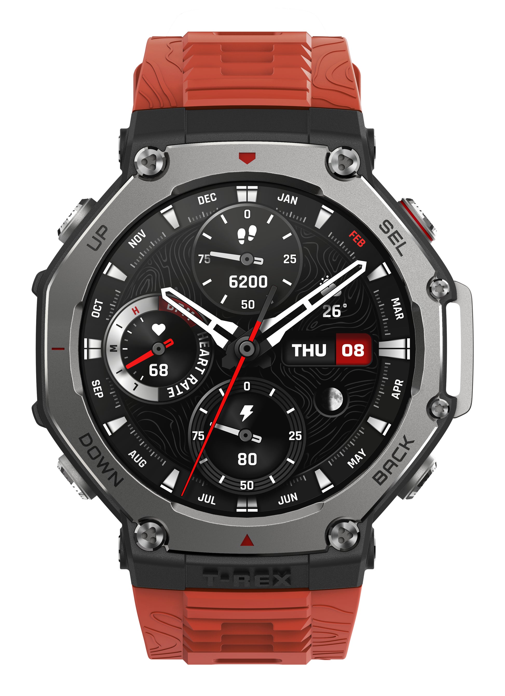 Amazfit T-Rex 3 Grå (Rött Silikonband) – Amazfit