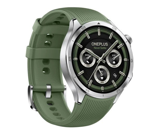 OnePlus Watch 3 Silver (Green Rubber Strap)