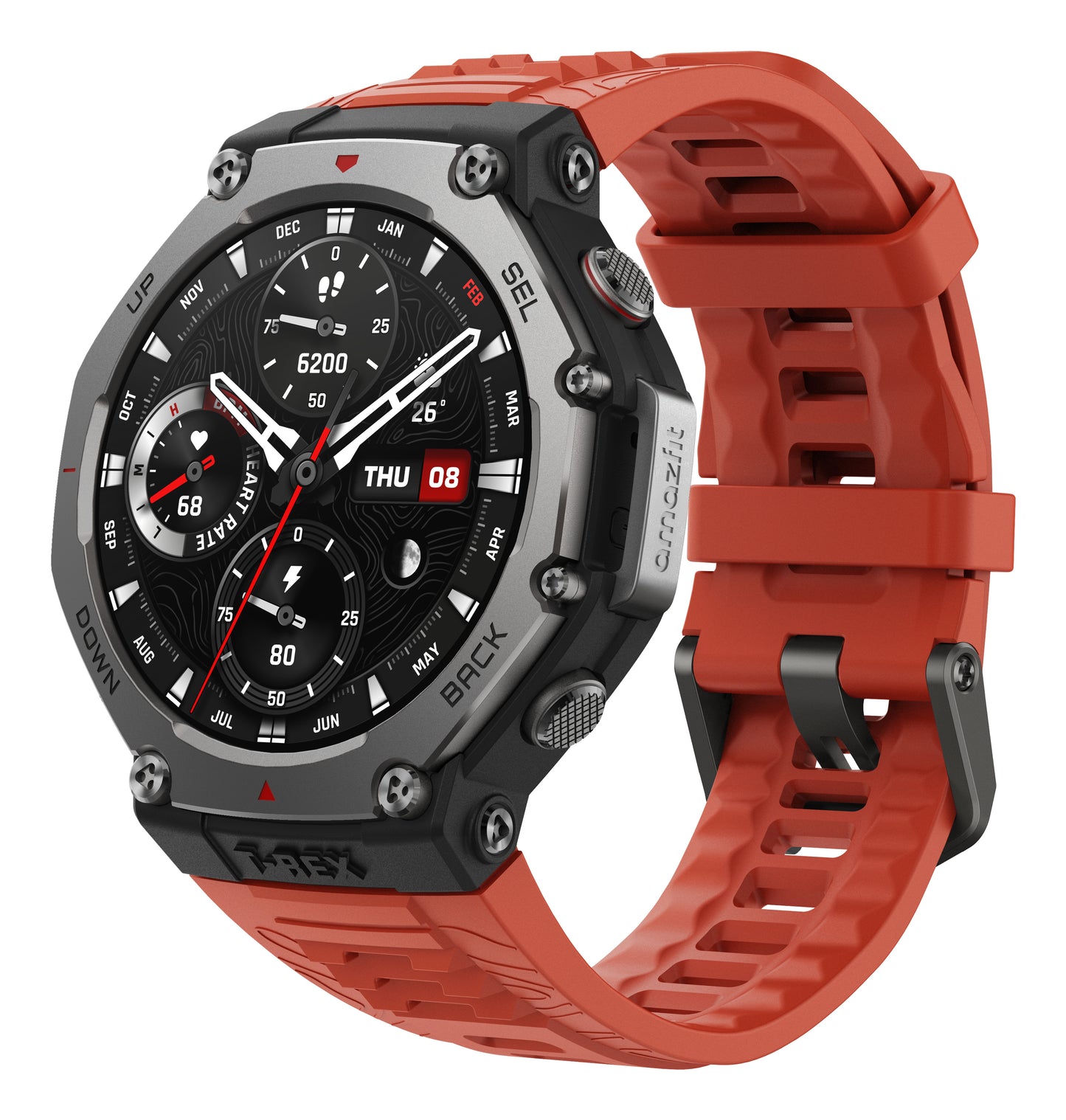 Amazfit T-Rex 3 Grå (Rött Silikonband) – Amazfit