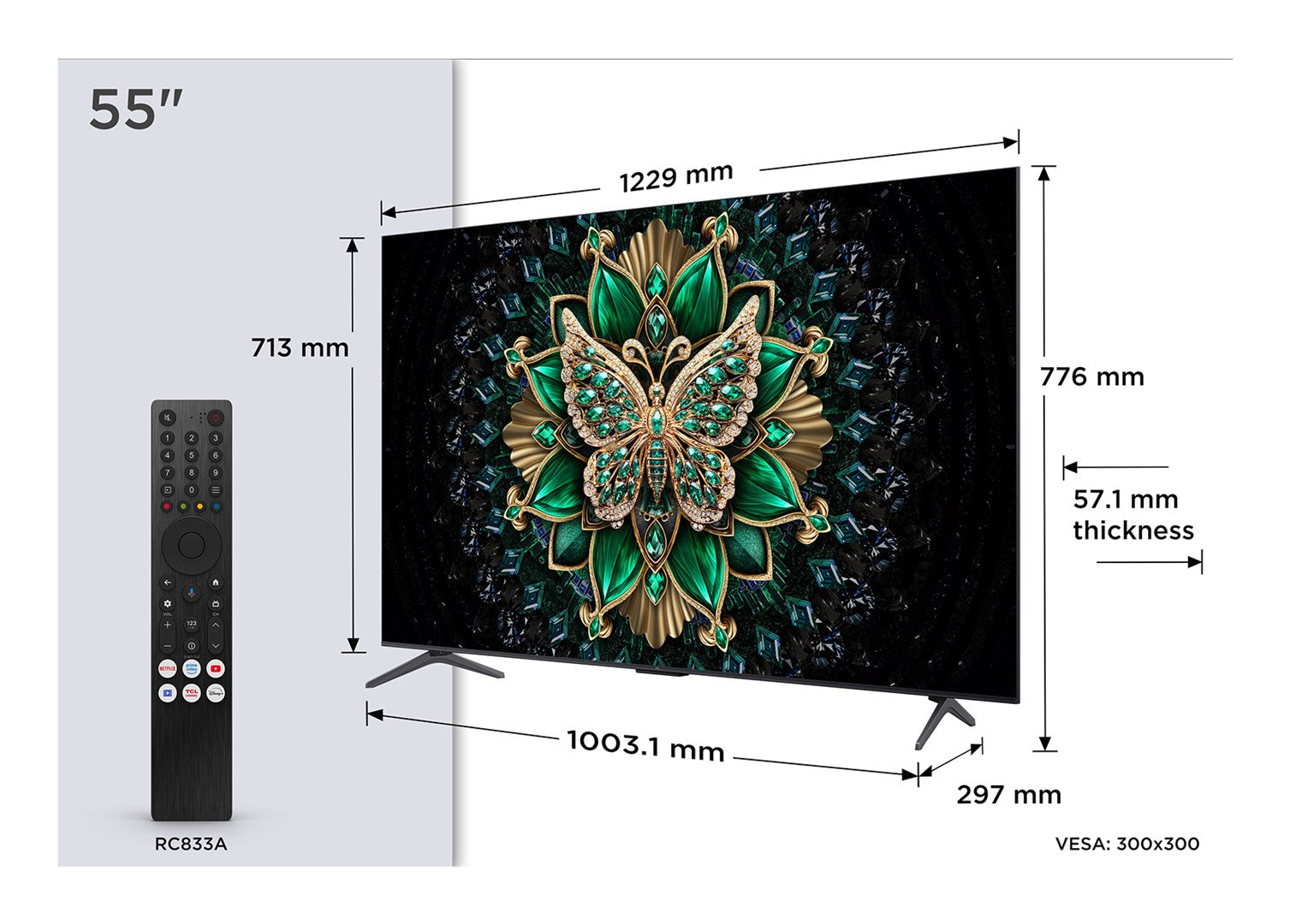 TCL 55C69K TV 139.7 cm (55") 4K Ultra HD Smart TV Wi-Fi Metallic – TCL