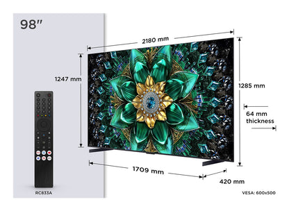 TCL Q6C 98Q6C TV 2.49 m (98") 4K Ultra HD Smart TV Wi-Fi Metallic