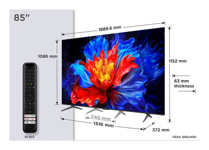 TCL P89K 85P89K TV 2.16 m (85") 4K Ultra HD Smart TV Wi-Fi Metallic 450 cd/m² – TCL