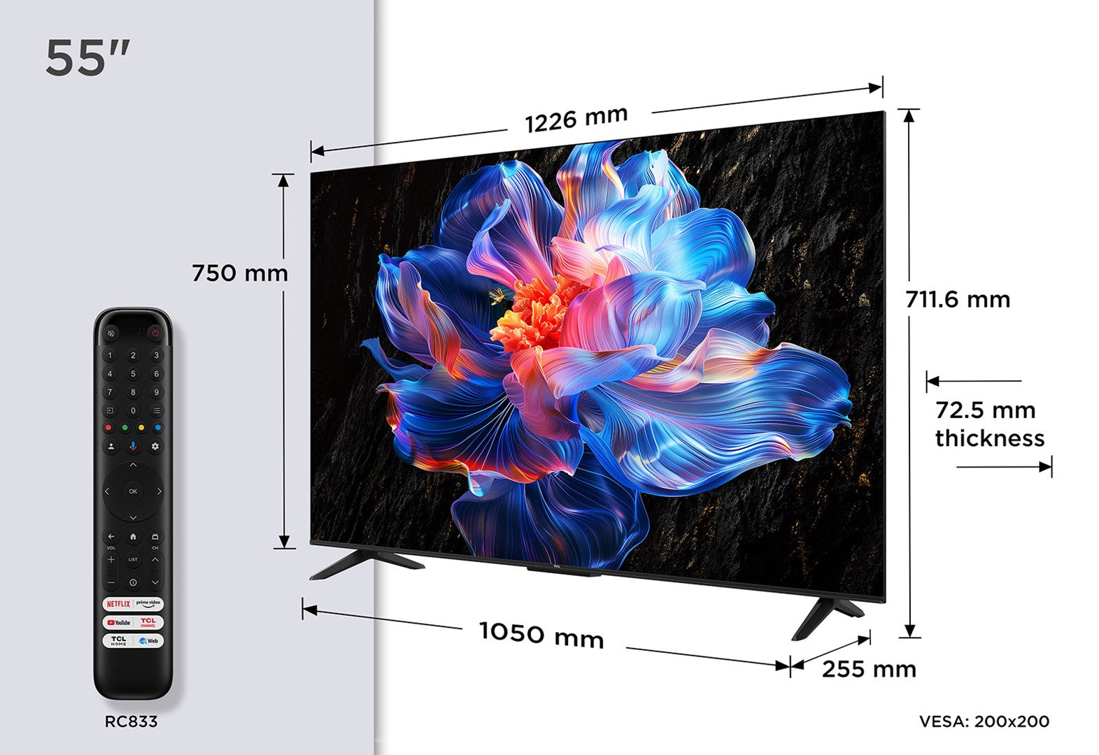 TCL V6C 55V6C TV 139.7 cm (55") 4K Ultra HD Smart TV Wi-Fi Metallic 270 cd/m² – TCL