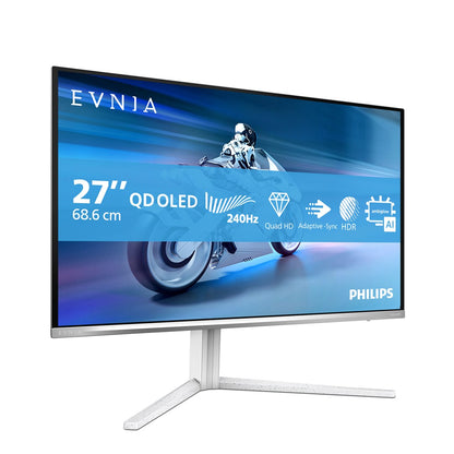 Philips Evnia 6000 27M2N6501L/00 computer monitor 67.3 cm (26.5") 2560 x 1440 pixels Quad HD QD-OLED White – Philips