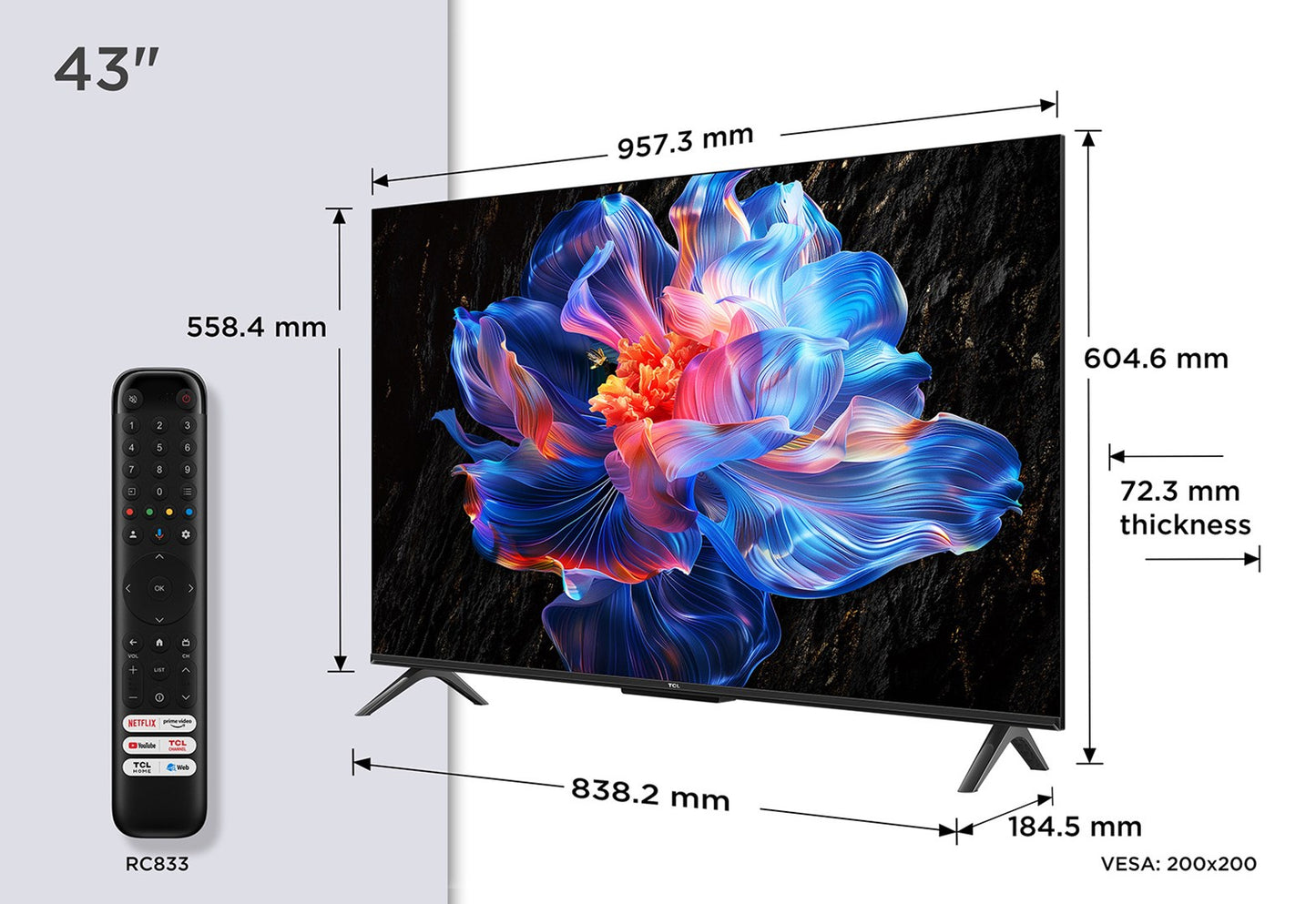 TCL V6C 43V6C TV 109.2 cm (43") 4K Ultra HD Smart TV Wi-Fi Metallic 260 cd/m²