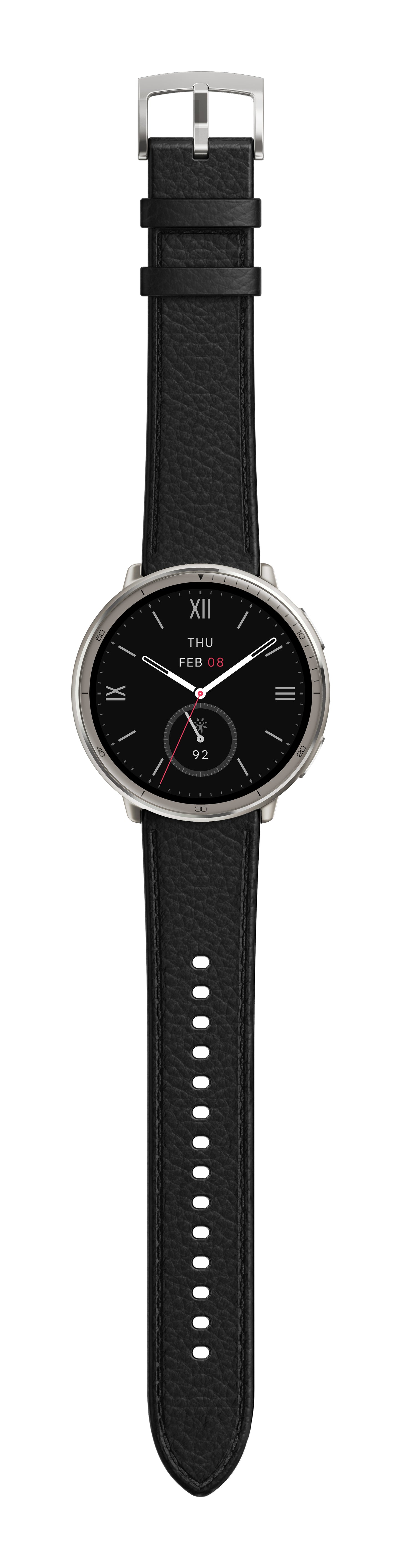 Amazfit Active 2 Round Svart (Svart Leren Rem) – Amazfit