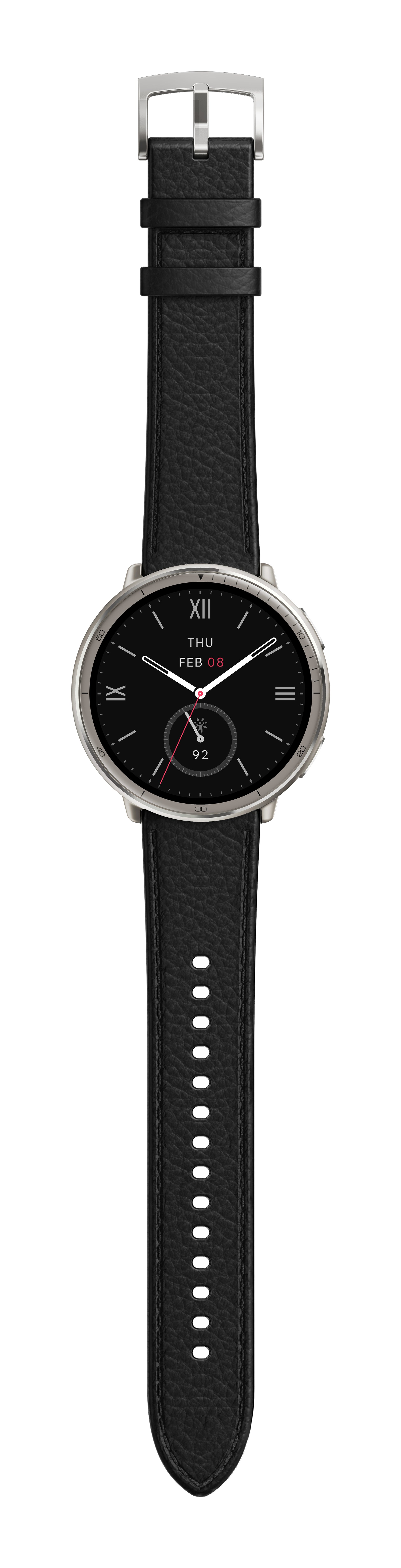 Amazfit Active 2 Round Svart (Svart Leren Rem) – Amazfit