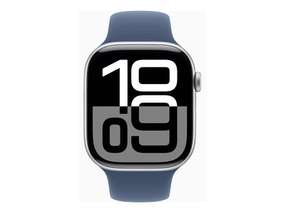 Apple Watch Series 10 4G 46mm Silver (Blå Gummiband S/M) – Apple