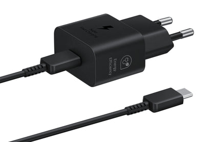Samsung USB-C Snabbladdare 25W T2510 + USB-C Kabel Svart – Samsung