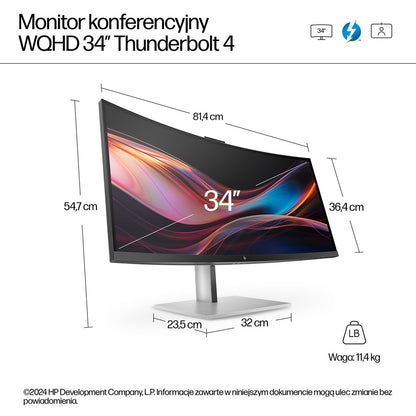 HP Series 7 Pro 34 inch WQHD Conferencing Monitor - 734pm – Hewlett-Packard