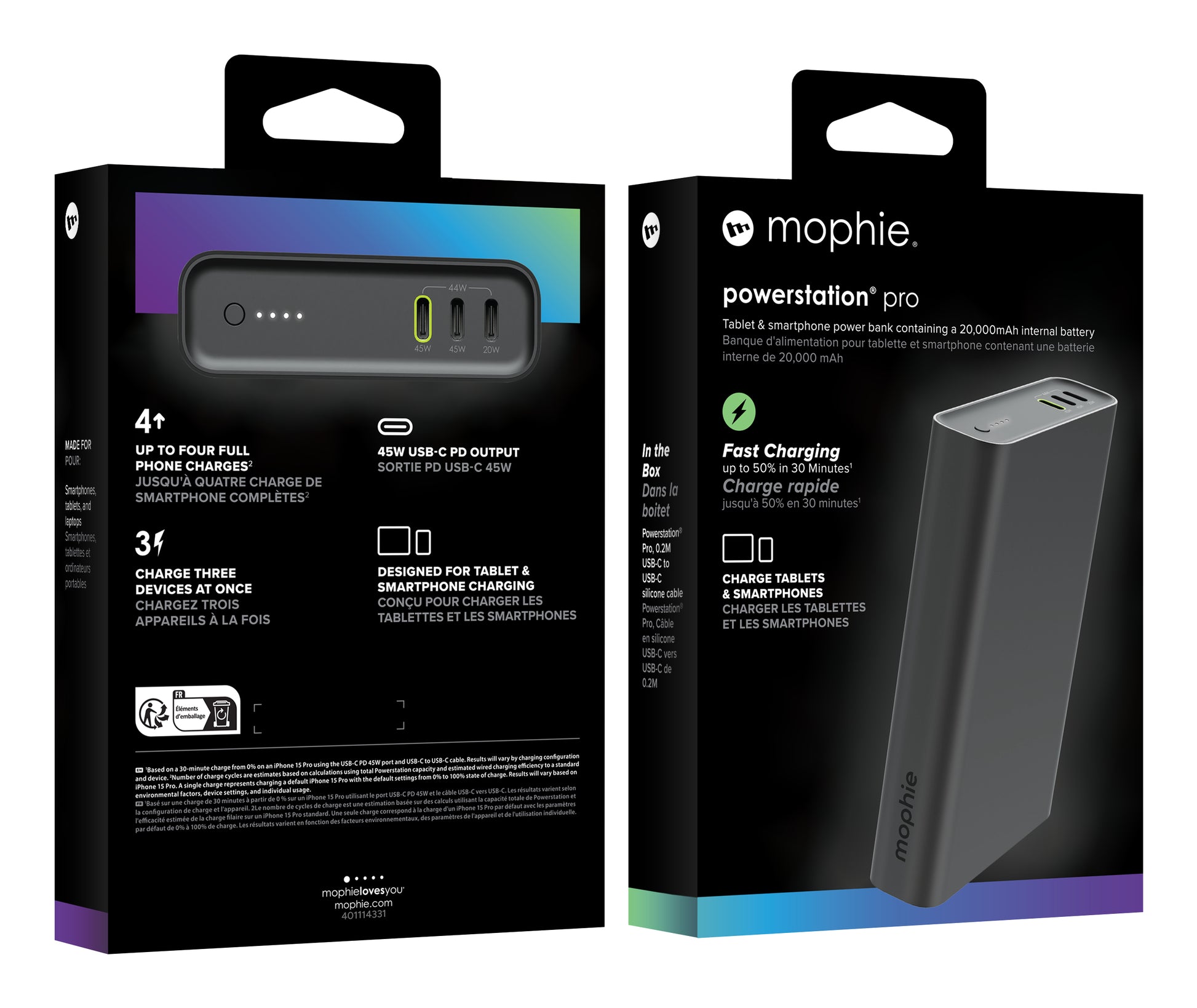 Mophie Powerstation Pro Snabbladdare Powerbank 20.000mAh Svart – Mophie