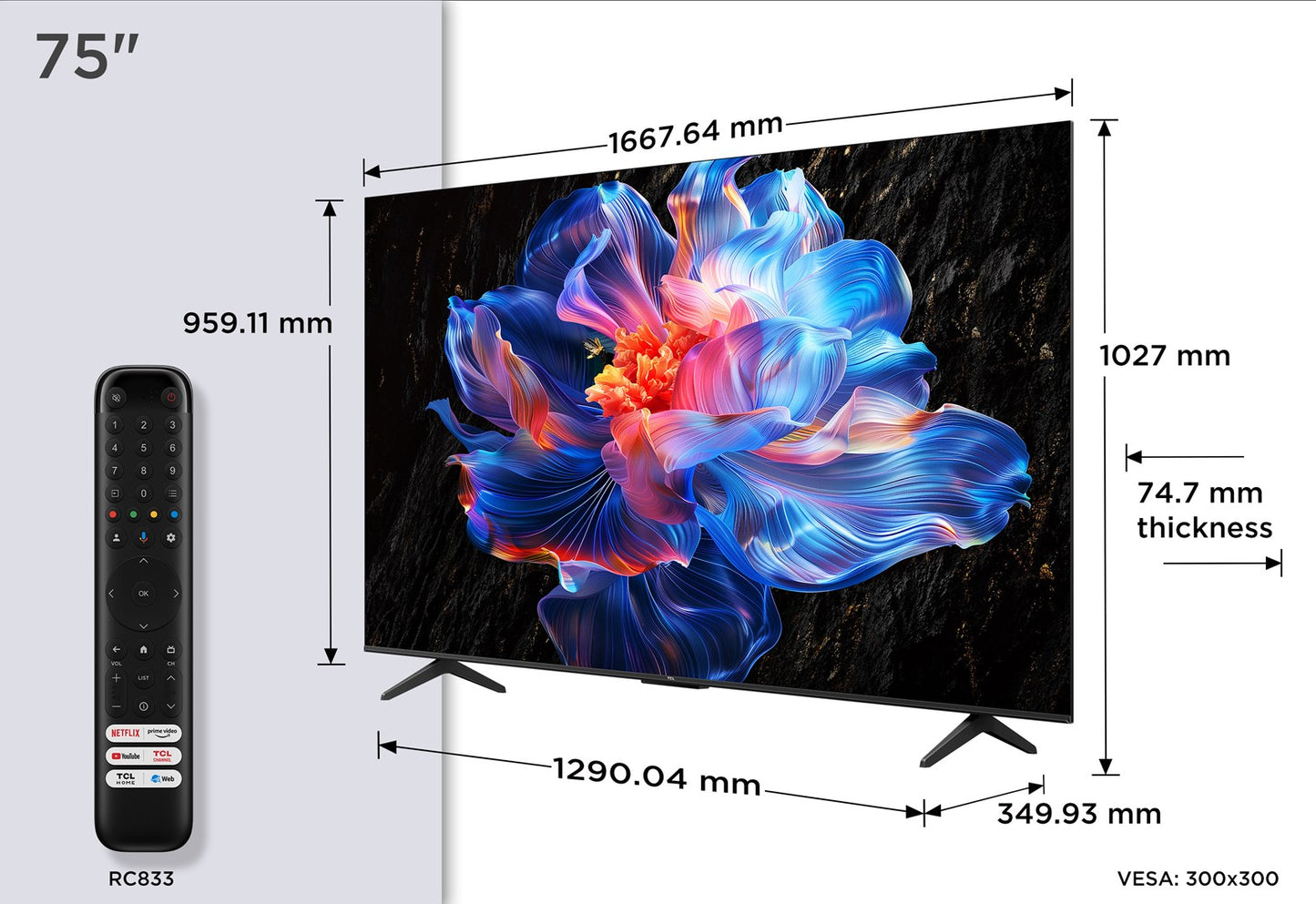 TCL 75P69K TV 190.5 cm (75") 4K Ultra HD Smart TV Wi-Fi Black – TCL