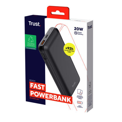 Trust Redoh Snabbladdare Powerbank 20.000 mAh Svart – Trust