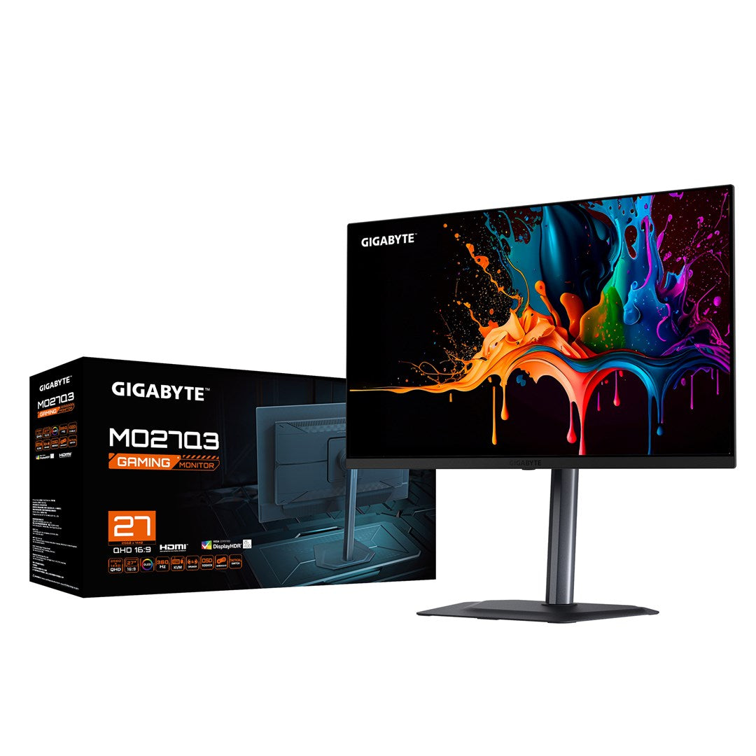 GIGABYTE MO27Q3 27” OLED QHD Gaming Monitor - 2560 x 1440, 360Hz, 0.03ms, 250 cd/m², G-Sync Compatible, FreeSync Premium Pro, Display HDR True Black 400, HDMI 2.1, Displayport 1.4 – Gigabyte