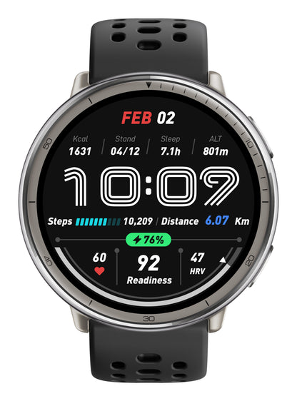 Amazfit Active 2 Round Svart (Svart Leren Rem) – Amazfit