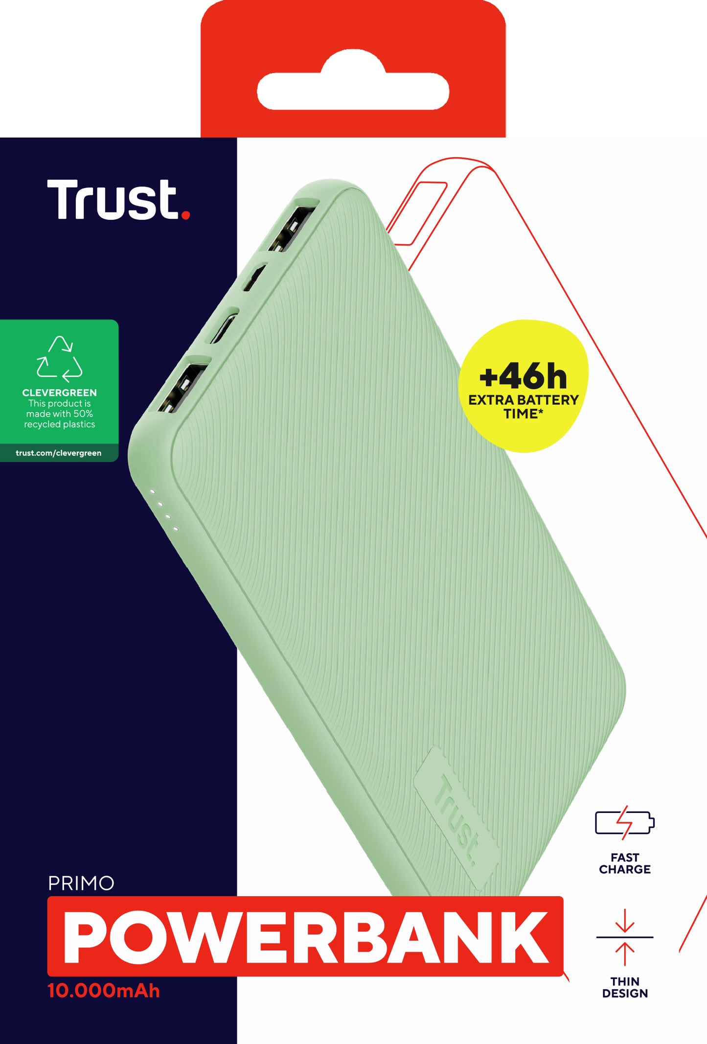 Trust 25029 basstationer Litium-Ion (Li-Ion) 10000 mAh Grön