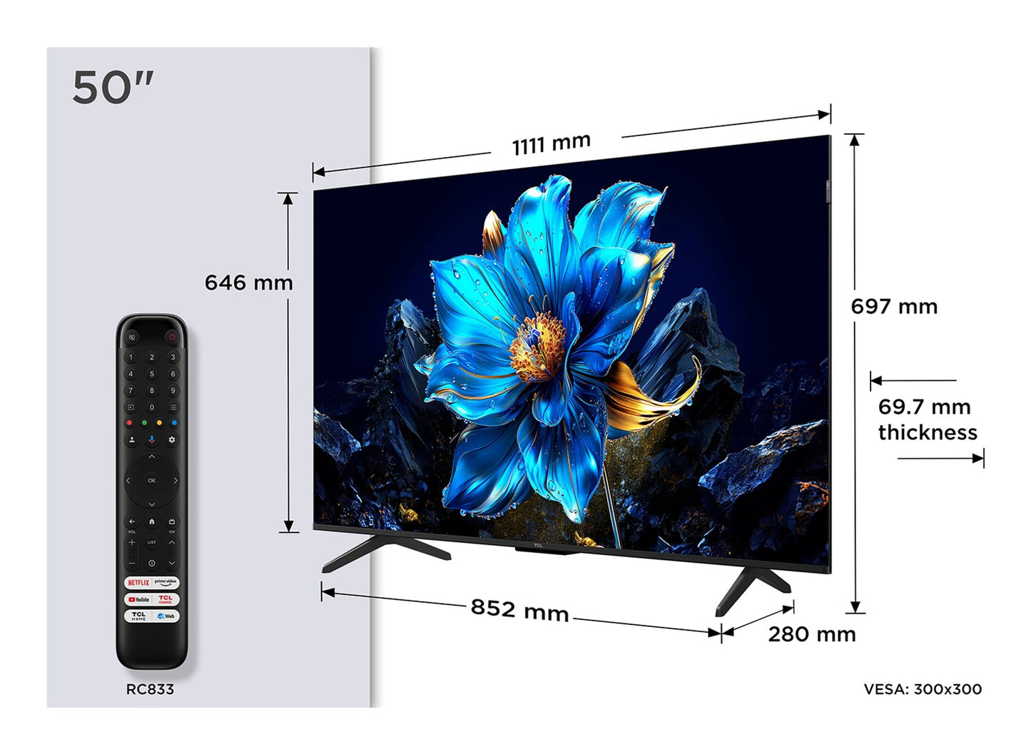 TCL P79K 50P79K TV 127 cm (50") 4K Ultra HD Smart TV Wi-Fi Metallic 430 cd/m² – TCL