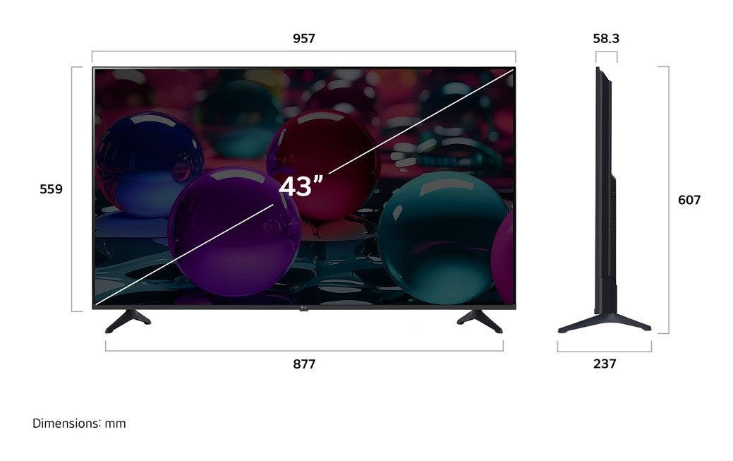LG UHD AI 43UA73003LA TV 109.2 cm (43") 4K Ultra HD Smart TV Wi-Fi Black – LG