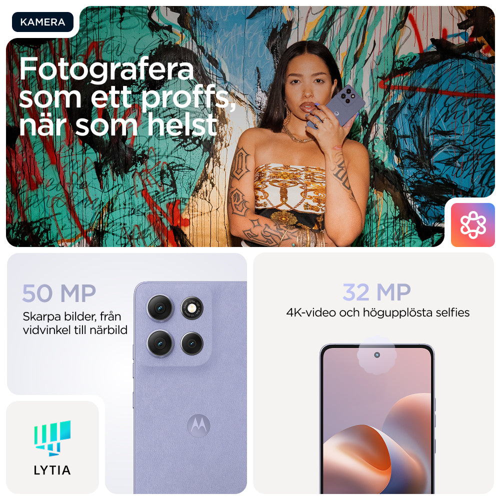 Motorola moto g86 5G 16,9 cm (6.67") Dubbla SIM-kort Android 15 USB Type-C 8 GB 256 GB 5200 mAh lila