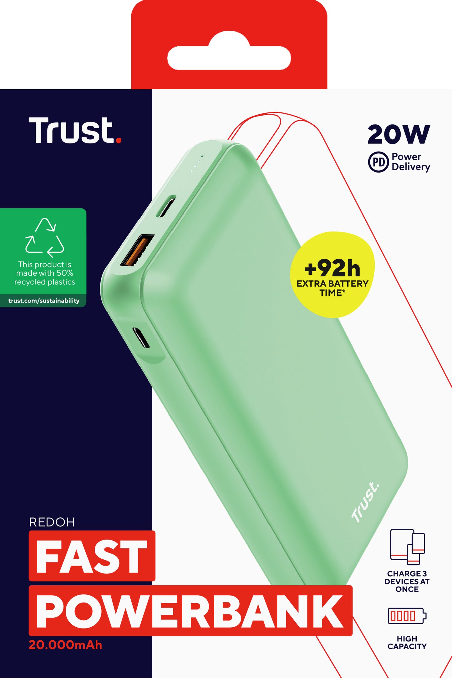 Trust Redoh Litium-Ion (Li-Ion) 20000 mAh Grön