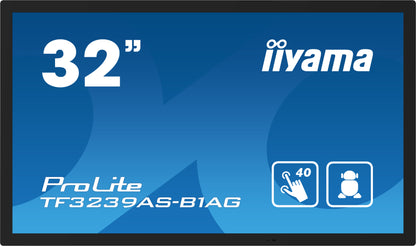 iiyama TF3239AS-B1AG platta pc-skärmar 80 cm (31.5") 1920 x 1080 pixlar Full HD LED Pekskärm Svart