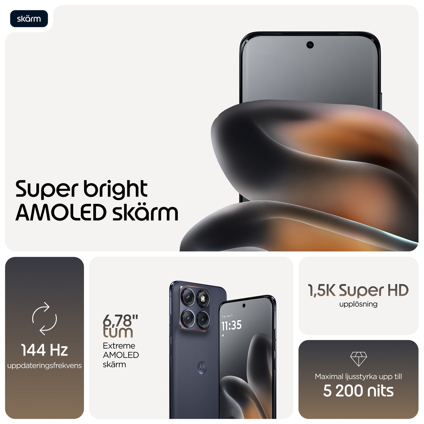 Motorola edge 70 fusion 17,2 cm (6.78") Dubbla SIM-kort Android 16.0 5G USB Type-C 8 GB 256 GB 7000 mAh Svart