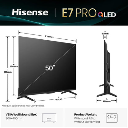 Hisense 50E77Q PRO 127 cm (50") 4K Ultra HD Smart-TV Wi-Fi Svart