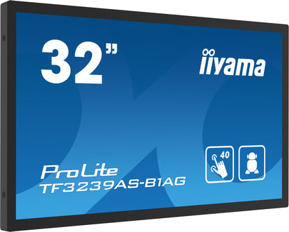 iiyama TF3239AS-B1AG platta pc-skärmar 80 cm (31.5") 1920 x 1080 pixlar Full HD LED Pekskärm Svart
